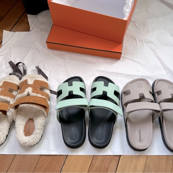 Hermes Authentic brand new Chypre Epsom Women’s Sandals 37 Vert Jade (6C) - Picture 13 of 13